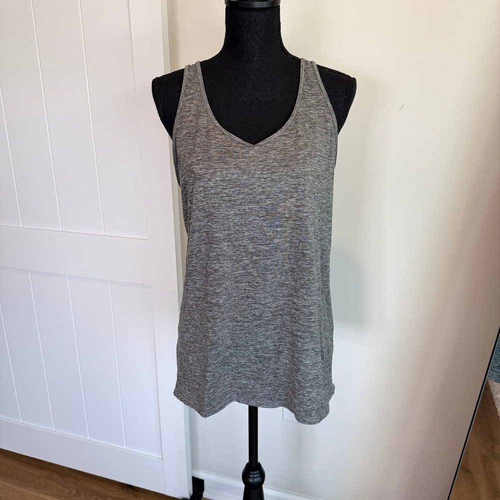 Patagonia Womens L Gray Space Dye V-Neck Racerback Keyhole Active Tank Top